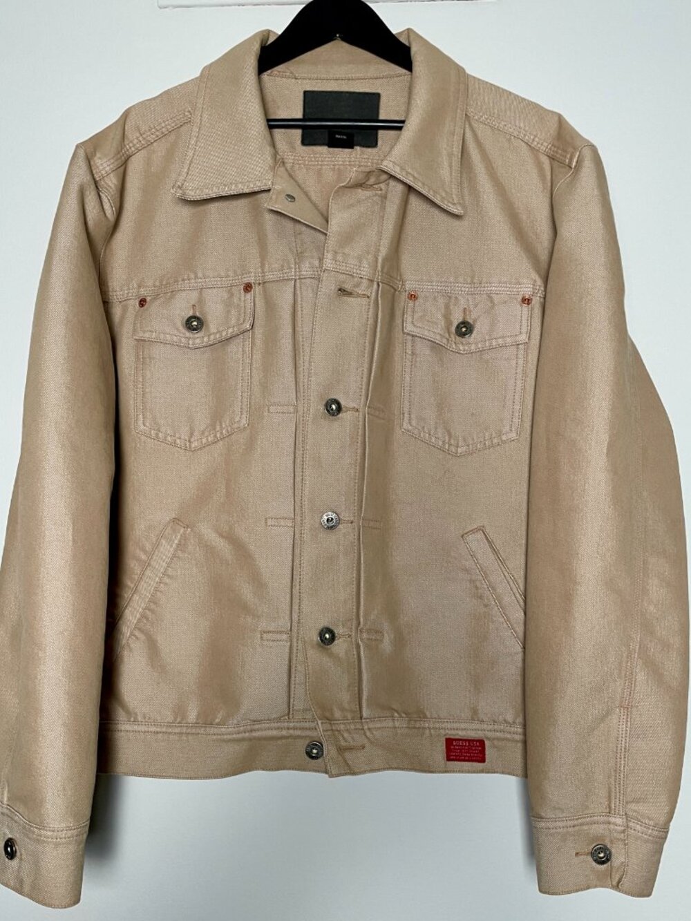 GUESS Vintage 1990s Champagne Beige Trucker Jacket Size L Hong Kong